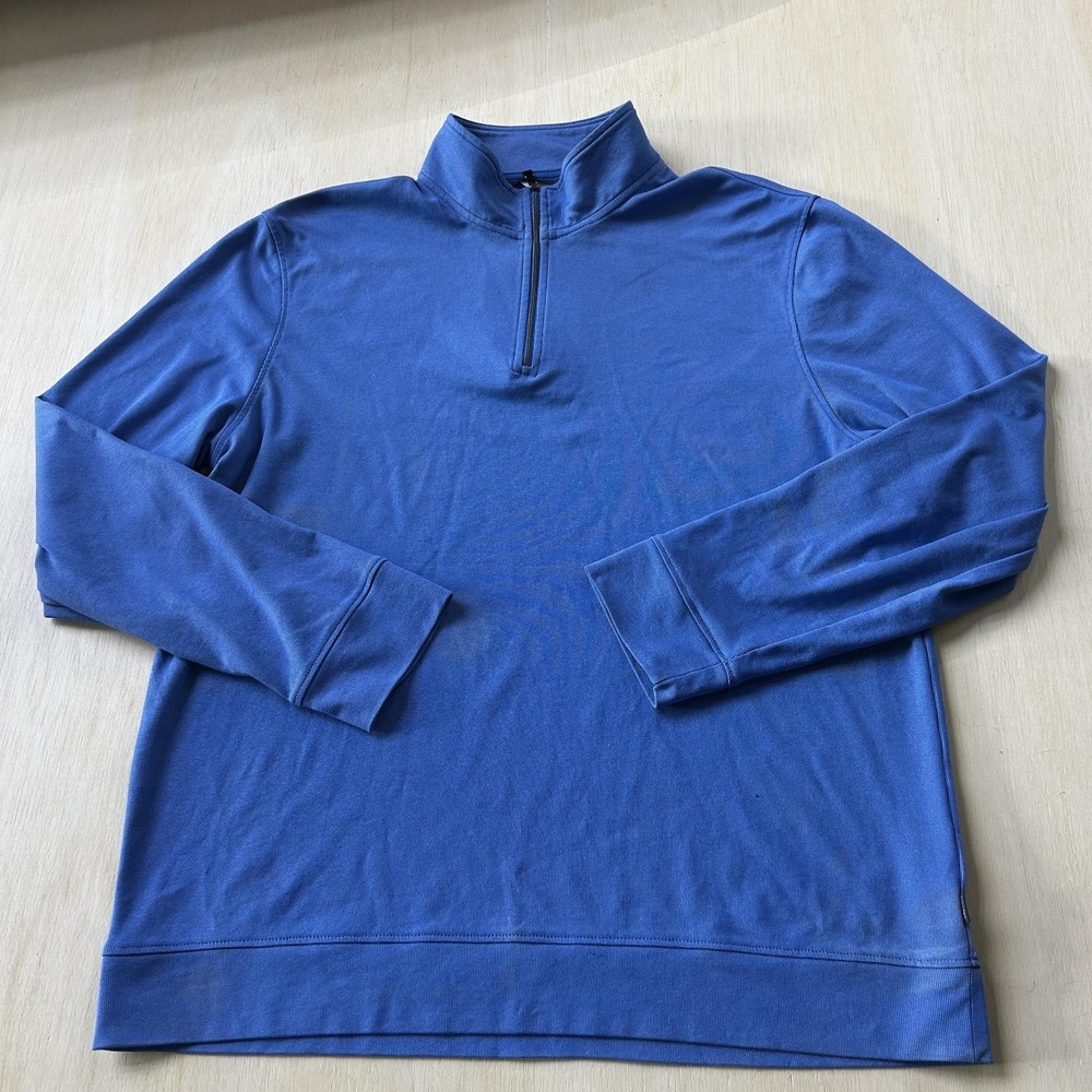 Calvin Klein Pullover Mens Large Blue 1/4 Zip Mock Neck Long Sleeve Top